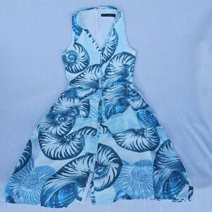 White House Black Market Seashell Sleeveless Midi Shirtdress size XS blue